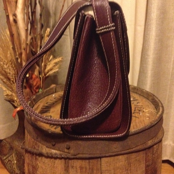 NWT!! VTG. RARE Leather & SUEDE Wine shoulder Bag - Picture 4 of 8
